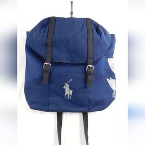 Polo Ralph Lauren Canvas Backpack Blue Big Pony Travel Weekend Gym Bag